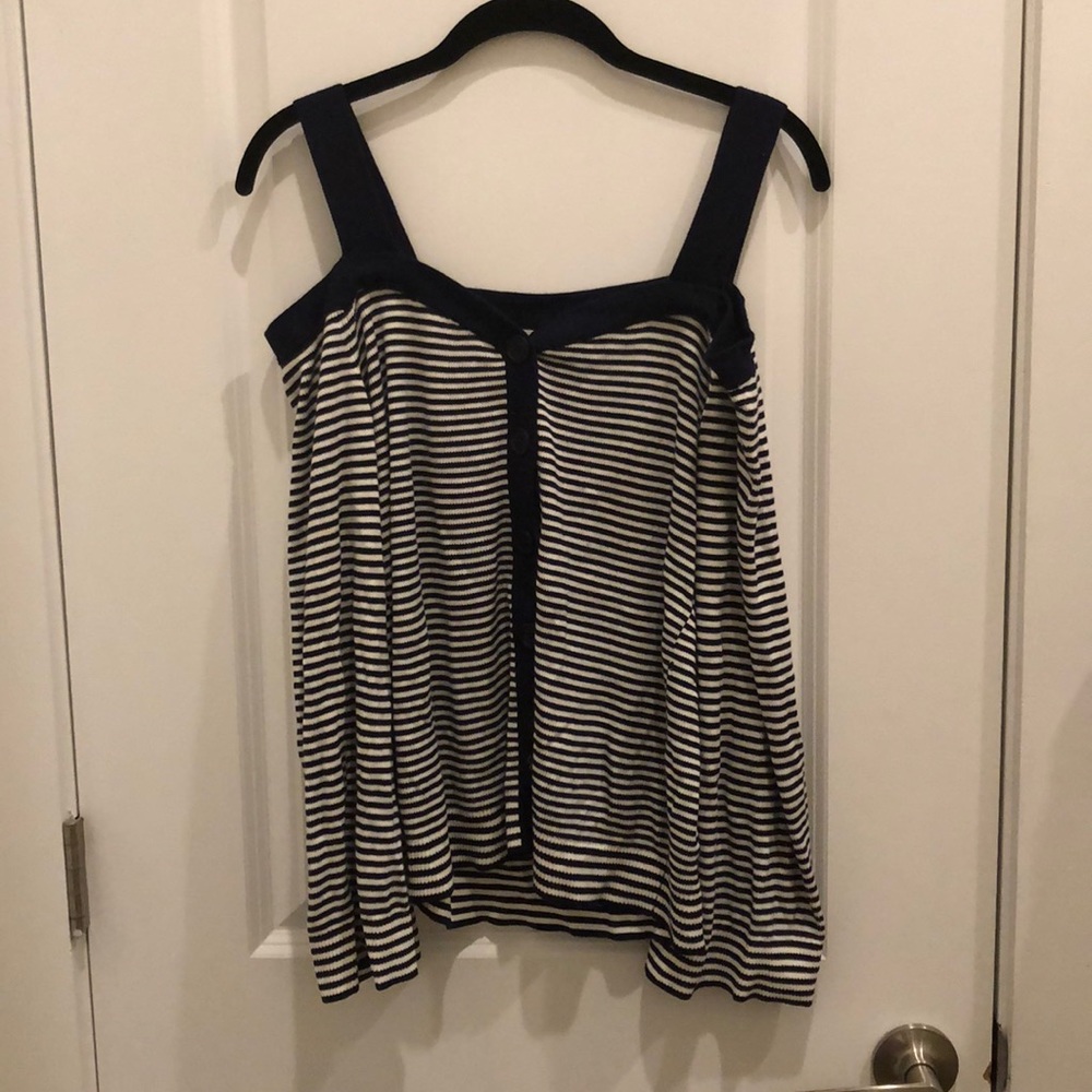 Striped Anthropologie off the shoulder cardigan
